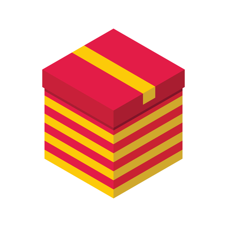 Gift box 3d isometric. Isolated cardboard boxes. Gift vector illustrationのイラスト素材