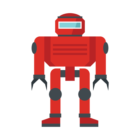 Funny vector robot in flat style isolated on white backgroundのイラスト素材