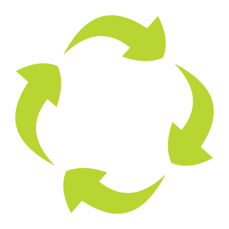 Ecologycal flat green recycle eco sign isolated on white background. Vector illustrationのイラスト素材