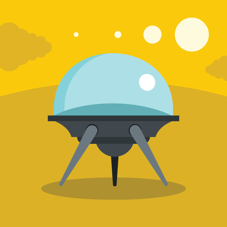 Flat cartoon space ufo object in the color background. Vector illustrationのイラスト素材