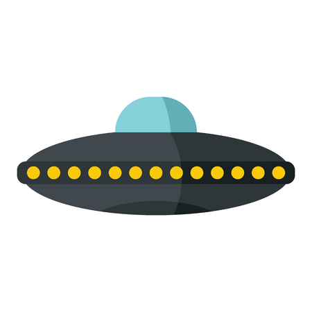 Flat cartoon spaceship ufo object isolated on white background. Vector illustration. Element of banners, infographics, and labels.のイラスト素材
