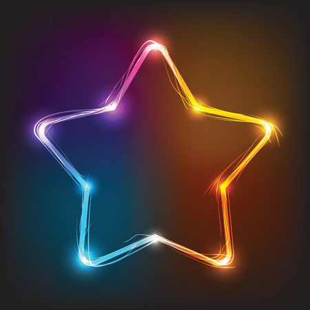 Vector neon star, illuminated neon billboard. Element for signboard, bar, saloon, club, cafe and discoのイラスト素材
