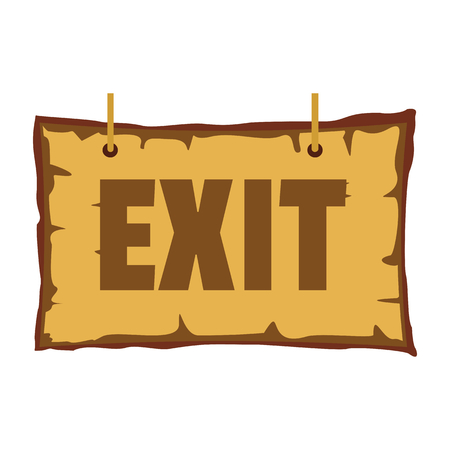 Wooden retro signboard with text exit for your design vector illustration isolated on white background Wooden sign for city advertisingのイラスト素材
