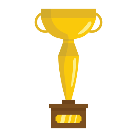 Winner trophy award gold game cup on the stand cartoon flat icon element for sport game award trophy design vector illustration.のイラスト素材