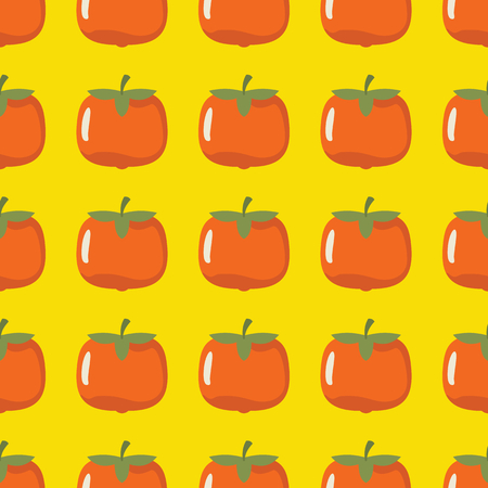 Persimmon vector seamless pattern. Cartoon fruit stylish texture. Repeating persimmon fruit seamless pattern background for friut design and webのイラスト素材