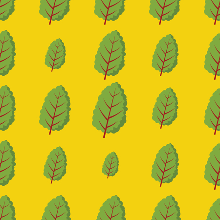 Mangold Beta vulgaris vector seamless pattern. Cartoon vegetable stylish texture. Repeating Mangold Beta vulgaris vegetables seamless pattern background for eco bio vegetables design and webのイラスト素材