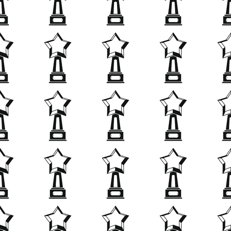 Awards sport winner black simple silhouette cup with star vector seamless pattern. Silhouette stylish texture. Repeating awards seamless pattern background for winner sport design and webのイラスト素材