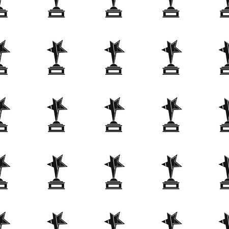 Awards sport winner black simple silhouette cup with star vector seamless pattern. Silhouette stylish texture. Repeating awards seamless pattern background for winner sport design and webのイラスト素材