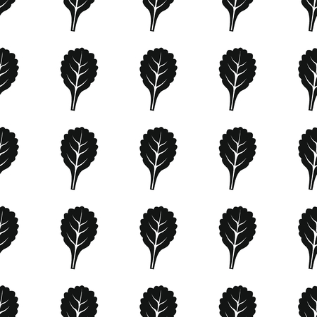 Spinach black simple silhouette vector seamless pattern.のイラスト素材