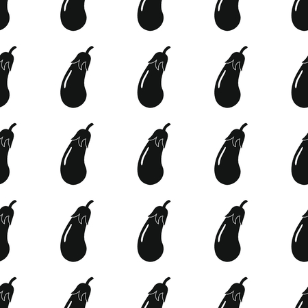 Eggplant black simple silhouette vector seamless pattern.のイラスト素材