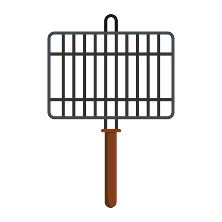 Metall grille in cartoon flat style isolated on white background barbeque object for summer party barbeque design and webのイラスト素材