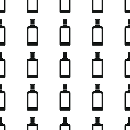 Alcohol bottles seamless pattern vector illustration background. Black silhouette alcohol stylish texture. Repeating Bottles seamless pattern background for alcohol design and webのイラスト素材