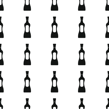 Wine bottles seamless pattern vector illustration background. Black silhouette alcohol stylish texture. Repeating Bottles seamless pattern background for alcohol design and webのイラスト素材