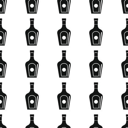 Cognac bottles seamless pattern vector illustration background. Black silhouette alcohol stylish texture. Repeating Bottles seamless pattern background for alcohol design and webのイラスト素材