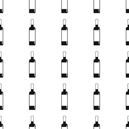 Wine bottles seamless pattern vector illustration background. Black silhouette alcohol stylish texture. Repeating Bottles seamless pattern background for alcohol design and webのイラスト素材