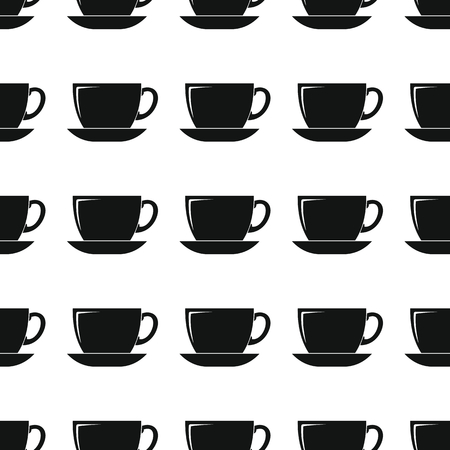 Cup seamless pattern vector illustration background. Black silhouette cup stylish texture. Repeating cup seamless pattern background for kitchen design and webのイラスト素材