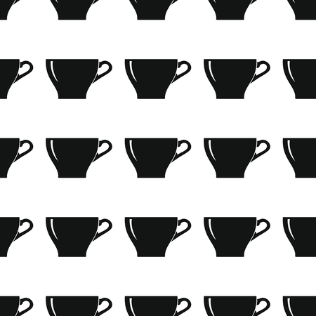 Cup seamless pattern vector illustration background. Black silhouette cup stylish texture. Repeating cup seamless pattern background for kitchen design and webのイラスト素材