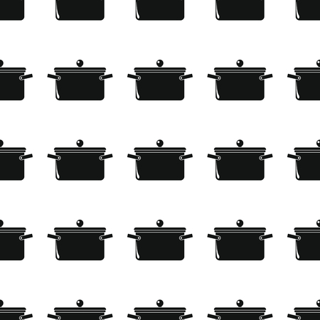 Pan seamless pattern vector illustration background. Black silhouette pans stylish texture. Repeating pan seamless pattern background for kitchen design and webのイラスト素材