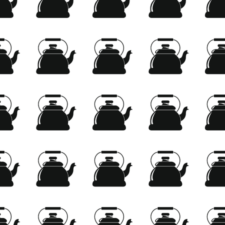 Kettle seamless pattern vector illustration background. Black silhouette kettle stylish texture. Repeating kettle seamless pattern background for kitchen design and webのイラスト素材