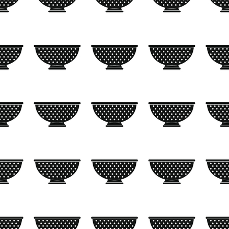 Colander seamless pattern vector illustration background. Black silhouette colander stylish texture. Repeating colander seamless pattern background for kitchen design and webの写真素材