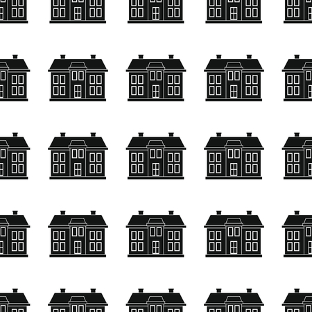 House architecture seamless pattern vector illustration background. Black silhouette house stylish texture. Repeating house seamless pattern background for architecture design and webのイラスト素材