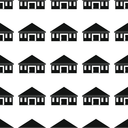 House architecture seamless pattern vector illustration background. Black silhouette house stylish texture. Repeating house seamless pattern background for architecture design and webのイラスト素材