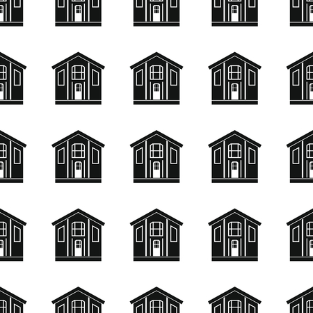 Village seamless pattern vector illustration background. Black silhouette village stylish texture. Repeating village seamless pattern background for architecture design and webのイラスト素材