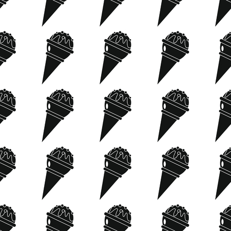 Ice cream in a cup seamless pattern vector illustration background. Black silhouette ice cream stylish texture. Repeating ice cream seamless pattern background for food design and webのイラスト素材