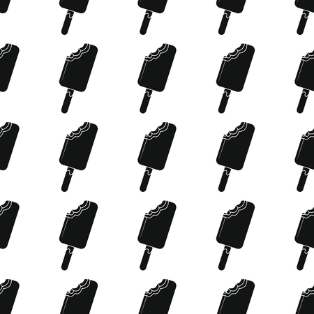 Ice cream in stick seamless pattern vector illustration background. Black silhouette ice cream stylish texture. Repeating ice cream seamless pattern background for food design and webのイラスト素材