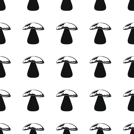Delicious mushroom mushroom seamless pattern vector illustration background. Black silhouette mushroom stylish texture. Repeating mushroom seamless pattern background for food design and webのイラスト素材