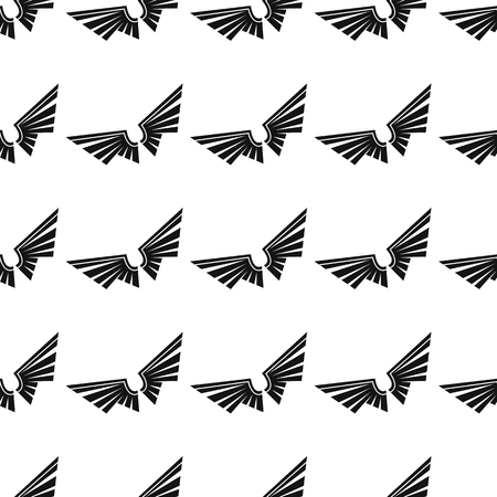 Wings seamless pattern vector illustration background. Black silhouette wings stylish texture. Repeating wings seamless pattern background for your design and webのイラスト素材