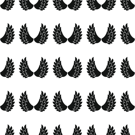 Wings seamless pattern vector illustration background. Black silhouette wings stylish texture. Repeating wings seamless pattern background for your design and webのイラスト素材