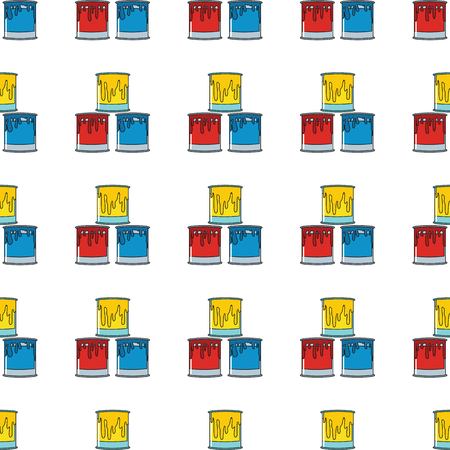 Jar of paint seamless pattern in cartoon style isolated on white background vector illustration for webのイラスト素材