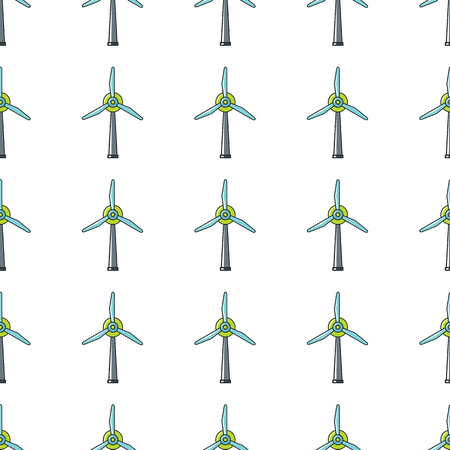 Windmill seamless pattern in cartoon style isolated on white background vector illustration for webのイラスト素材