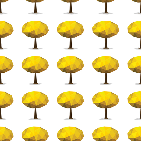 Yellow low polygonal trees seamless pattern in cartoon style isolated on white background vector illustration for webのイラスト素材