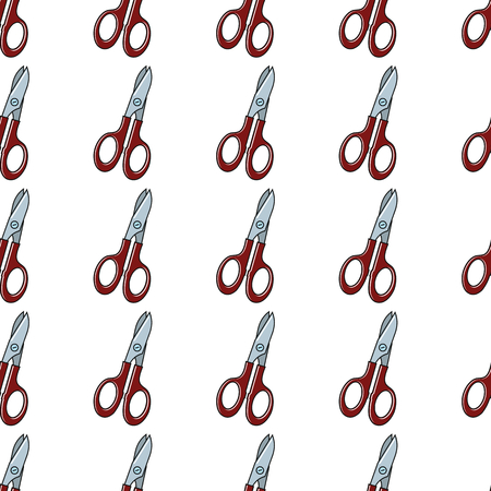 Scissors seamless pattern in cartoon style isolated on white background vector illustration for webのイラスト素材