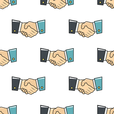 Handshake seamless pattern in cartoon style isolated on white background illustration for webのイラスト素材