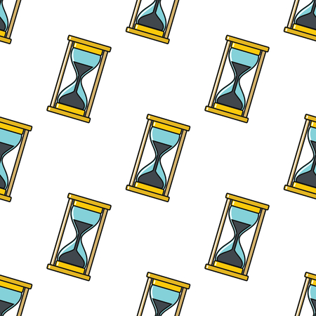 Hourglass seamless pattern in cartoon style isolated on white background illustration for webのイラスト素材