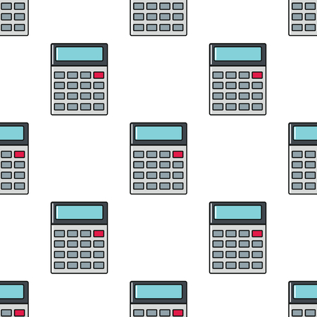 Calculator seamless pattern in cartoon style isolated on white background illustration for webのイラスト素材
