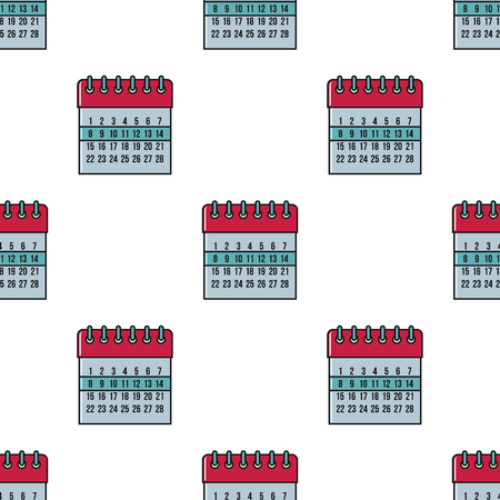 Calendar seamless pattern in cartoon style isolated on white background illustration for webのイラスト素材