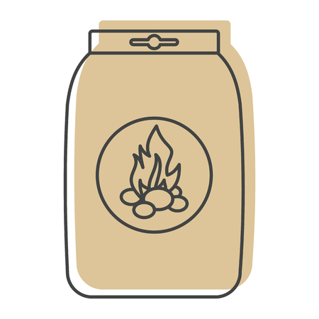 Charcoal paper bag grill in doodle style isolated on white background barbeque object for summer party barbeque design and web vector illustration.のイラスト素材