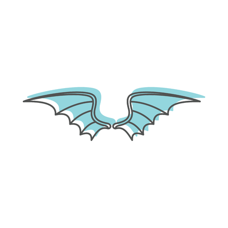 Dragon wings doodle icon vector illustration for design and web isolated on white background. Wings vector object for labels, logos and advertisingのイラスト素材