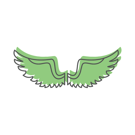 Fly wings doodle icon vector illustration for design and web isolated on white background. Wings vector object for labels, logos and advertisingのイラスト素材
