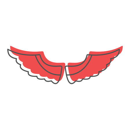 Decorative wings doodle icon vector illustration for design and web isolated on white background. Wings vector object for labels, logos and advertisingのイラスト素材
