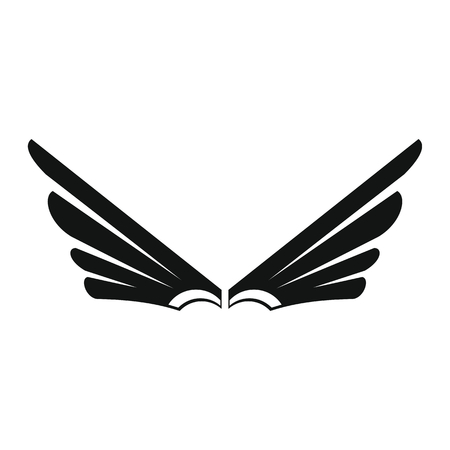 Angel wings black simple silhouette icon vector illustration for design and web isolated on white background. Wings object for labels, logos and advertisingのイラスト素材