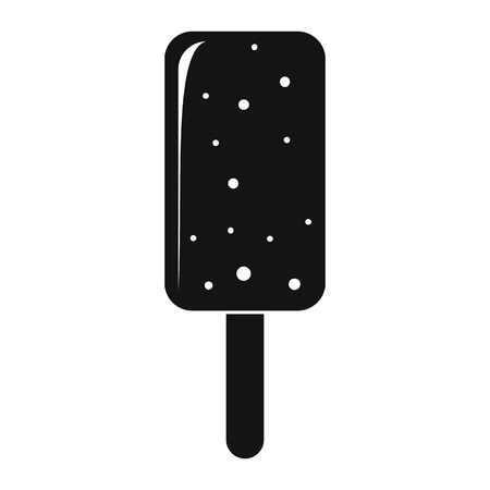 Chocolate ice cream in stick black simple silhouette icon vector illustration for design and web isolated on white background.のイラスト素材