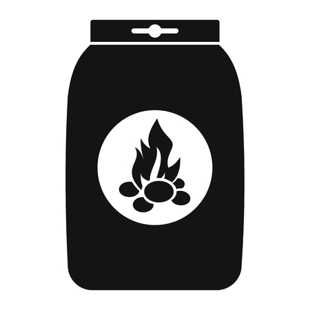 Charcoal paper bag grill in black simple silhouette style icons vector illustration for design and web isolated on white background. Charcoal paper bag grill vector object for labels, advertisingのイラスト素材