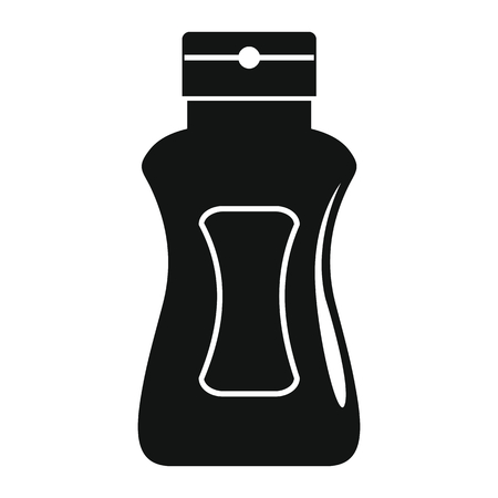 Mustard plastic bottle in black simple silhouette style icons vector illustration for design and web isolated on white background. Mustard plastic bottle vector object for labels, advertisingのイラスト素材