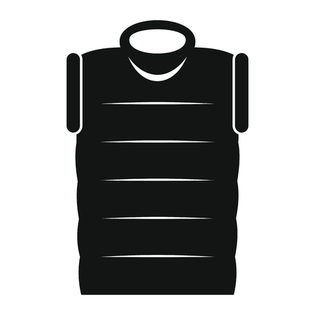 Black down jacket in simple silhouette style icons vector illustration for design and web isolated on white background. down jacket vector object for labels and logoのイラスト素材