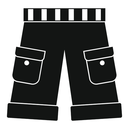 Men shorts in black simple silhouette style icons vector illustration for design and web isolated on white background. Men shorts vector object for labels and logoのイラスト素材